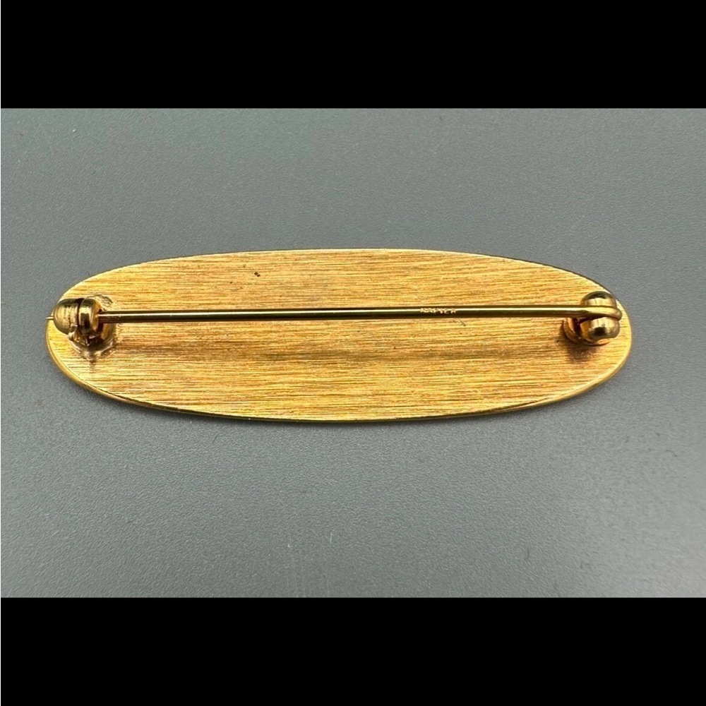 Vintage Napier Signed Victorian Revival Gold Tone Etched Floral Oval Brooch Pin - Picture 3 of 8